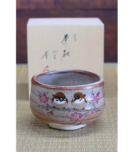 Amazon | 茶道具 抹茶茶碗 粉引 鳥獣戯画茶碗 いちい窯 横井清秀作
